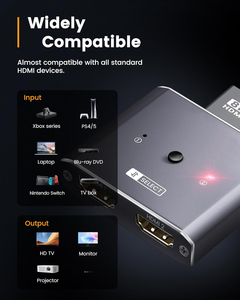 Conmutador HDMI bidireccional de 8K, 2 puertos, transmisión bidireccional, divisor de conmutador 2x1 HDMI2.1, 2 en 1 salida