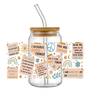 Karikatür 16OZ UV DTF fincan sarar transferi Sticker için cam Libbey Can şişe Selfadhesive yıkanabilir DIY özel