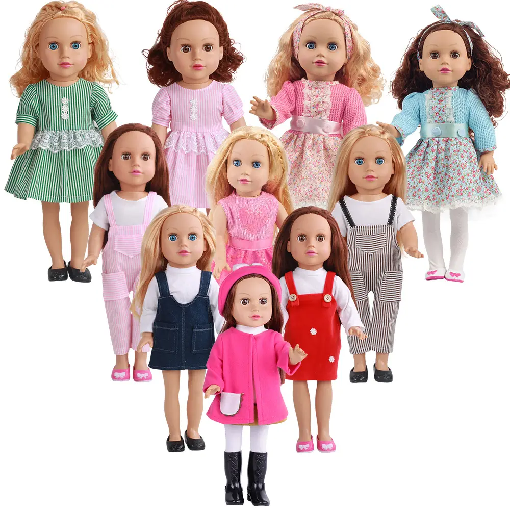 Nueva llegada de 18 pulgadas 45 cm de muñeca ropa de la muñeca del bebé para las niñas de regalo de las Chicas americanas ropa de la muñeca