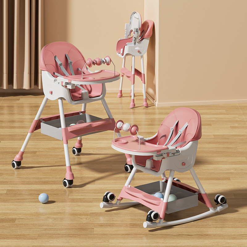 Silla de comedor Barbie - estilo caballito mecedora rosa