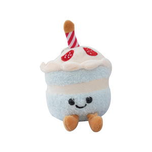 Doğum günü pastası peluş yastık yumuşak ve komik gıda Plushie oyuncak çocuklar doğum günleri veya kutlamaları için sevimli gülümseme tasarımı ile 15cm
