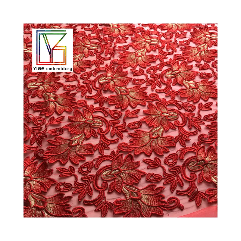 Renda vermelha africana bordada george tecido