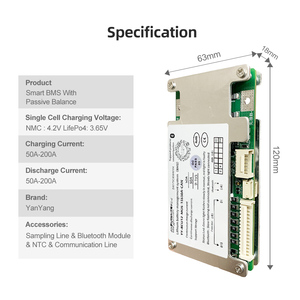 智能10S-15S 24V 48V 60V 50A 100A智能BMS RS485 UART，适用于电信基础电池组印刷电路板和印刷电路板 - Product Image 2
