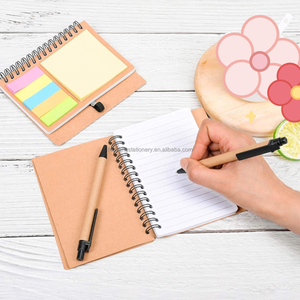 Cuaderno en espiral A5 personalizado, paquete de 5 con cubierta de tela, bolígrafo de papel Kraft, Bloc de notas de grado escolar con notas adhesivas, pestañas de índice de colores