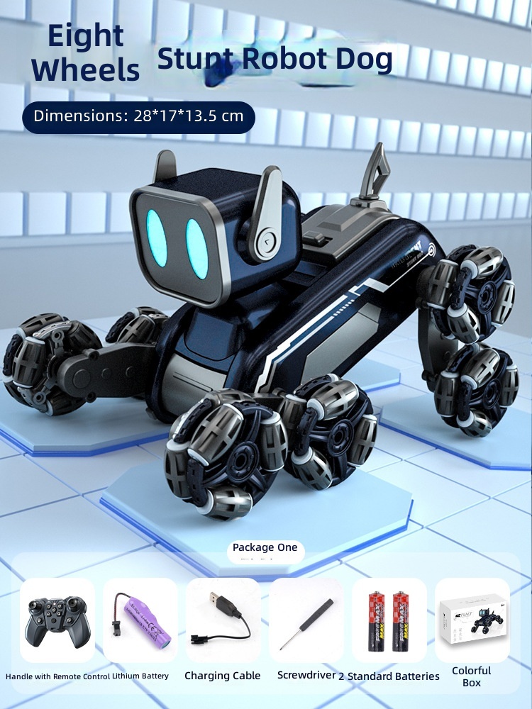 handle single control eight-wheel robot dog black blue