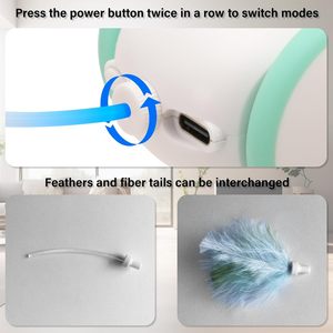 Robot fare kedi oyuncak akıllı algılama hareketli elektrikli otomatik kedi fare oyuncak ile LED ışık değiştirilebilir tüy USB şarj edilebilir - Product Image 4