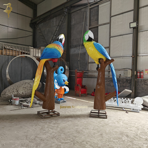 Satılık renkli açık büyük reçine papağan heykeli fiberglas papağan kuş heykel 10ft
