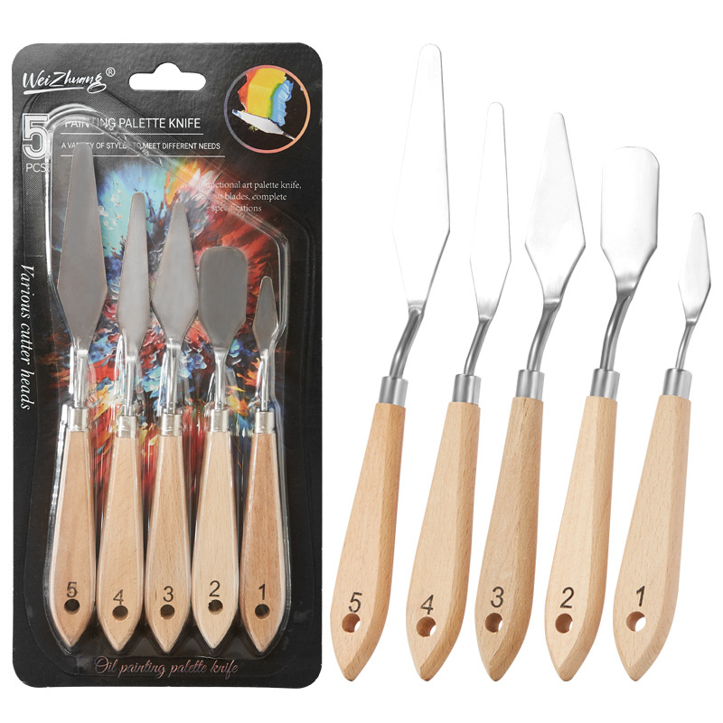 Manche en bois de hêtre avec trous 5 pièces couteau à palette