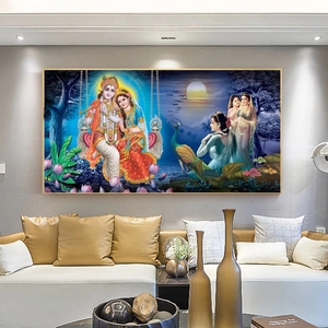 Oturma odası dekorasyon soyut <span class=keywords><strong>Radha</strong></span> Krishna kadın Poster tuval resim din <span class=keywords><strong>Radha</strong></span> Krishna sanat
