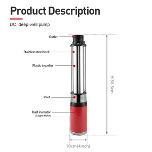 2インチ高圧DCディープウェル水中ポンプ、大流量ジェット12V/24V/48V/60V/72Vポンプ - Product Image 3