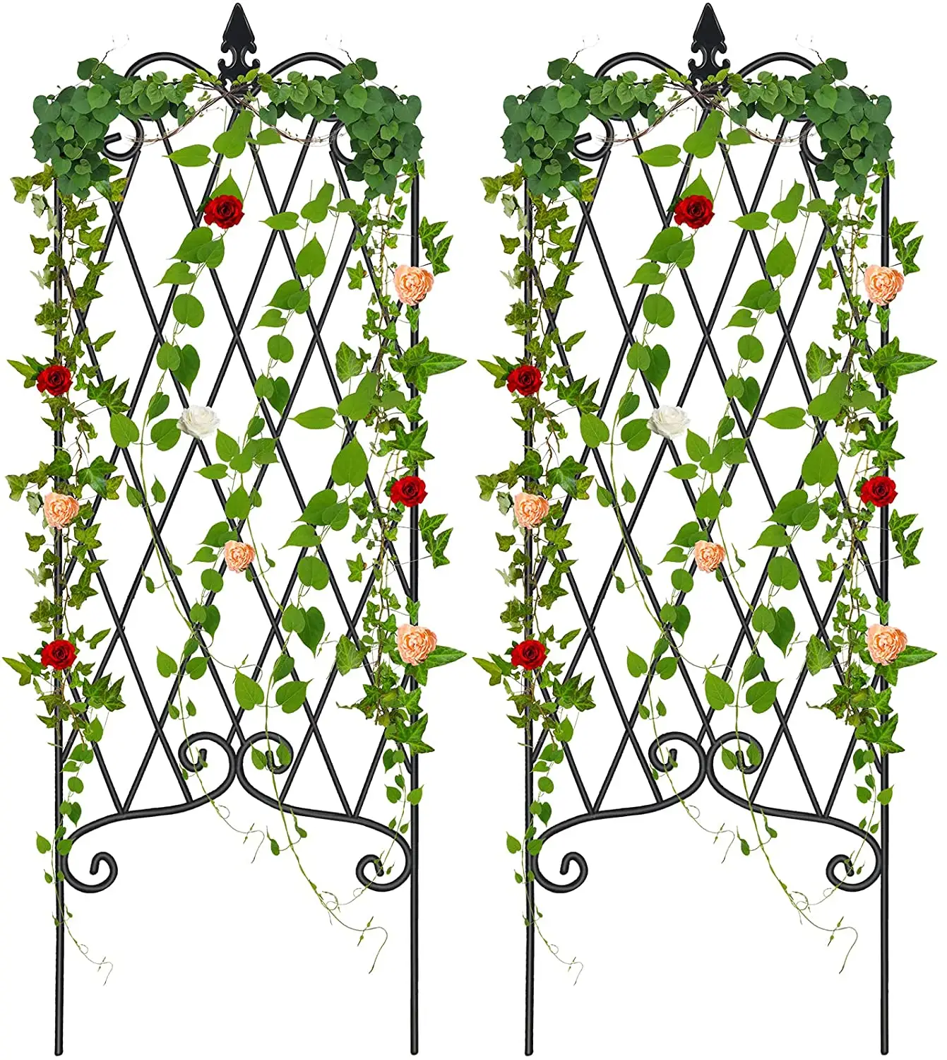 Treillis de jardin en métal, panneaux de grille en treillis métallique pour plantes grimpantes et fleurs en extérieur