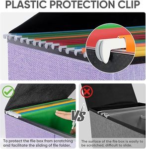 可折叠文件收纳盒，带塑料幻灯片，方便存放文件夹，包括盖子 - Product Image 3