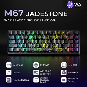 XVX M67 Jadestone Bàn Phím Cơ Khí Màu Đen Spider Web Phiên Bản 65% Không Dây QMK/Thông Qua Chơi Game Tri-Chế Độ Hot Swappable Xách Tay RGB - Product Image 6