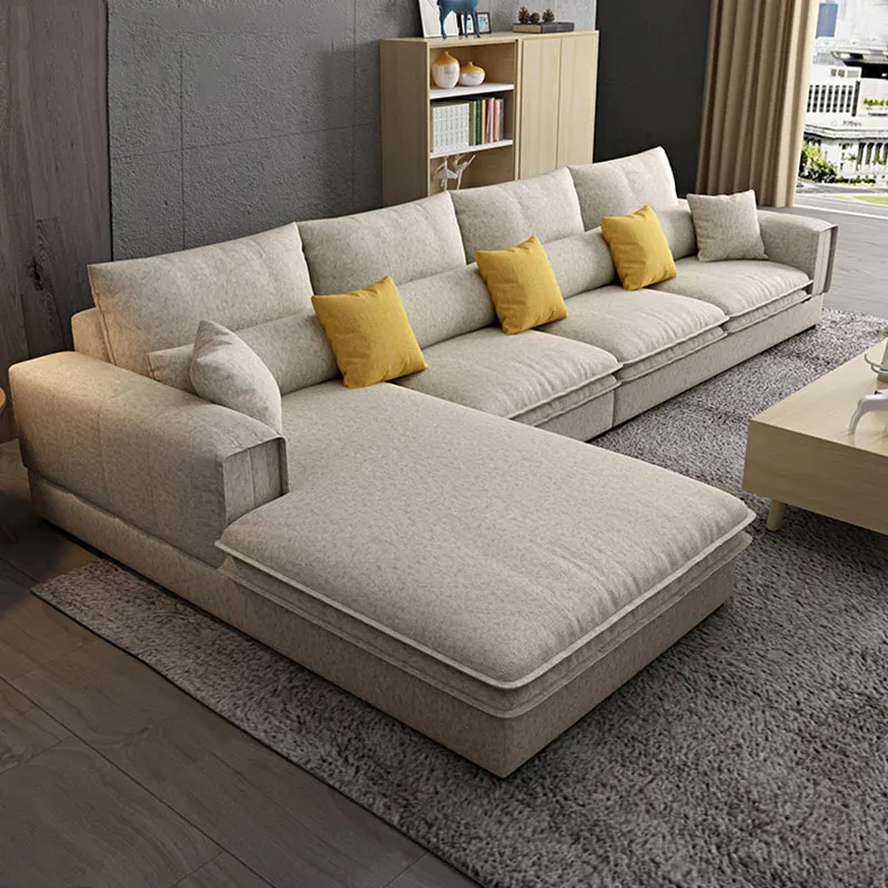 Cheap Nordic Modern Sofa Design L Shape Fabric Velvet Lounge Sectional Office Recline Sofa Set Furniture Couch Living Room Sofas