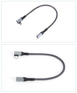 90 Graus Tipo USB C-C 3.1 Gen2 10Gbps Carregamento Rápido Nylon Extensão Cabo Braid USB-C Gen 2 Extender Cord Stock Data Cable
