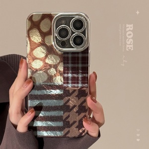 Amerikan Retro leopar baskı PC cep telefonu kılıfı Apple iPhone 14 için 15Pro Max 16 artı telefon tutamağı & ekleme Lens F içerir - Product Image 3
