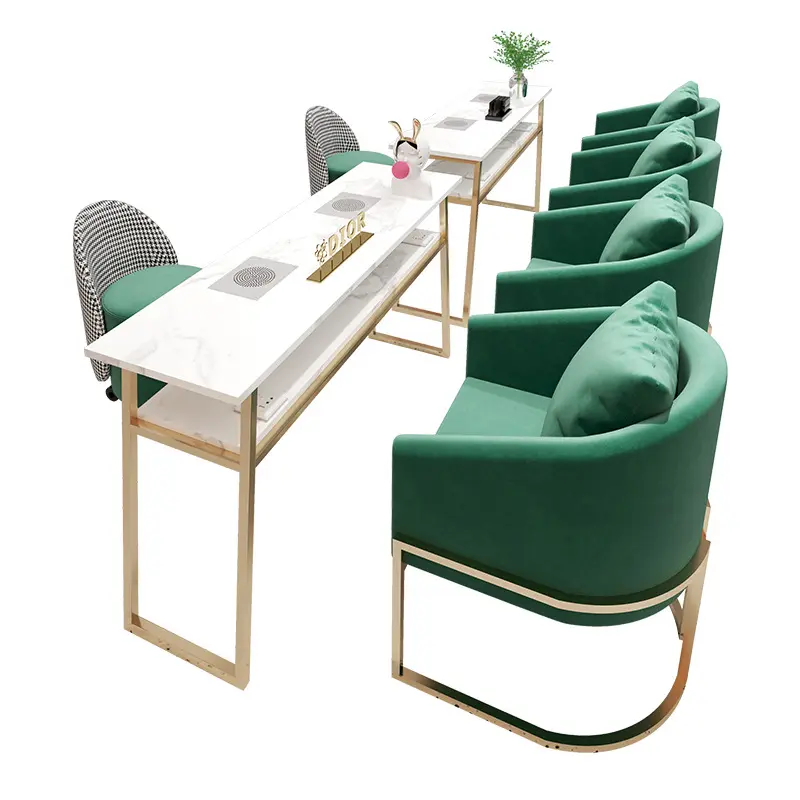 Vendita diretta della fabbrica Nail Table e sedia Set combinazione Nail Shop decorazione singolo e doppio marmo Nail Table