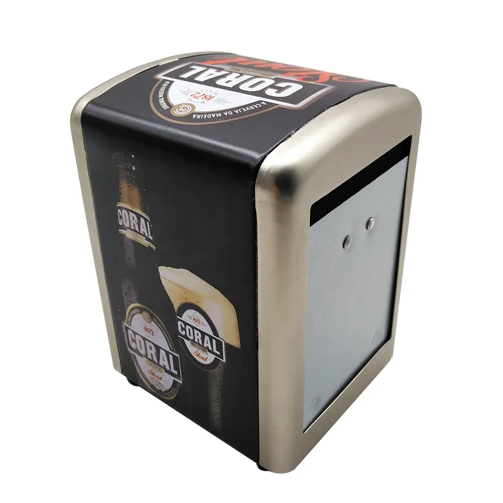 Restaurant Metal Tin Servethouder Metal Tissue Dispenser Aangepaste Logo Matte Print Met Cola Fabriek Audit Bier Promotie