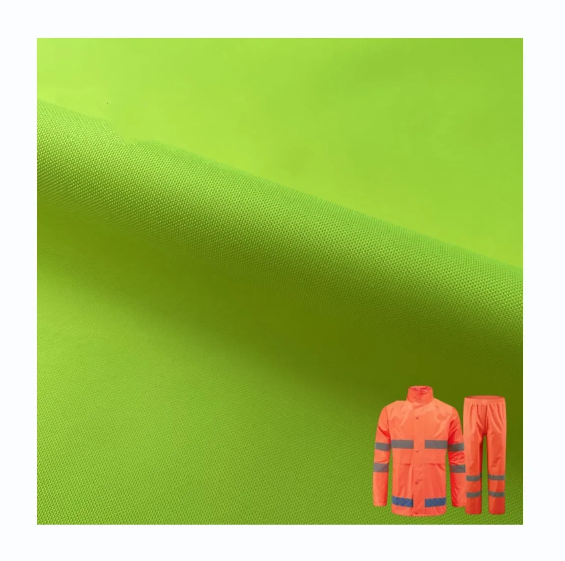 เสื้อโค้ทผ้าโพลีเอสเตอร์100% สีเหลืองเรืองแสงกันน้ำกันน้ำเคลือบสำหรับความปลอดภัยเสื้อกั๊กทำงาน