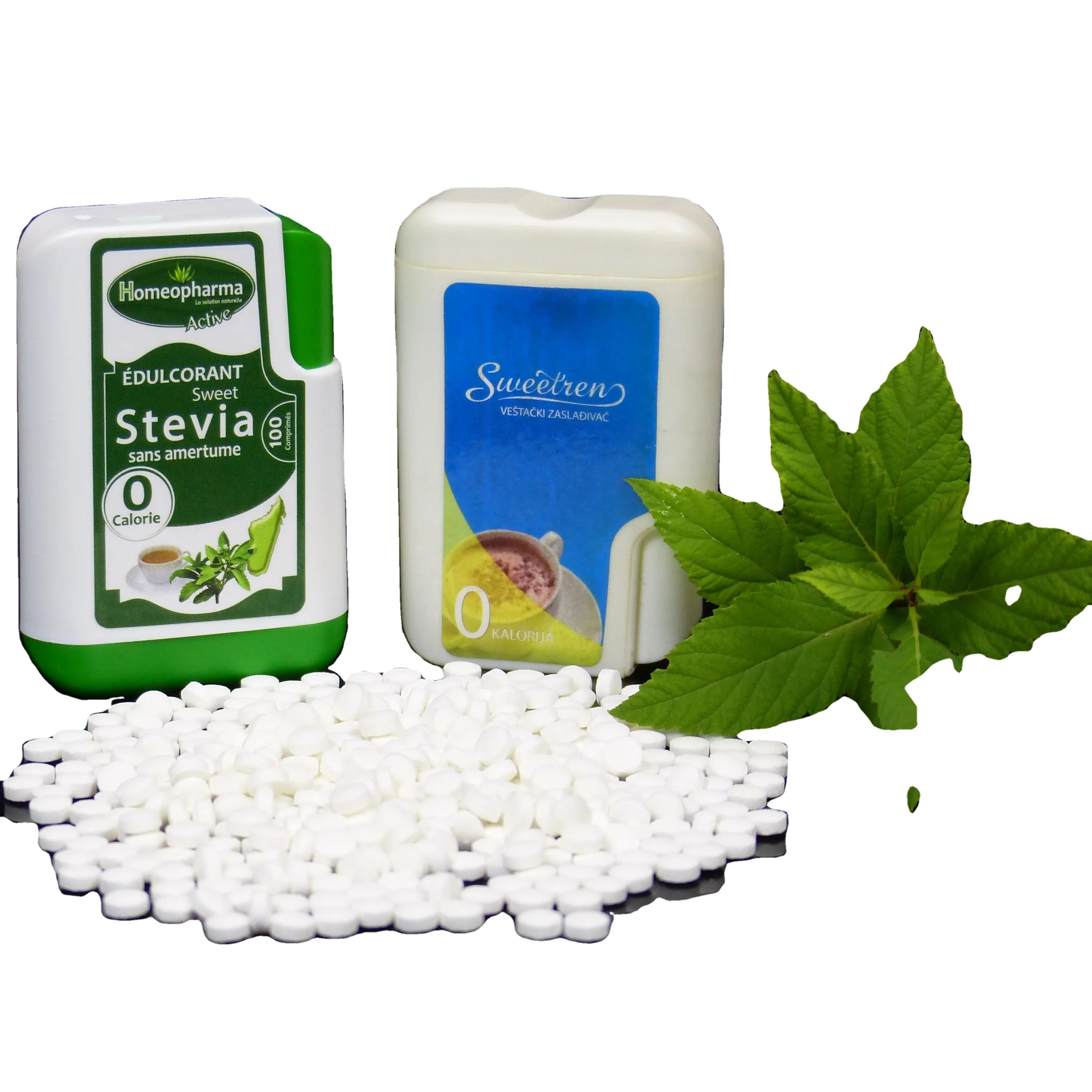 1 tablet = 1 tsp sugar Tabletop Stevia Saccharin instant tablet sweetener in bulk or OEM finished dispenser
