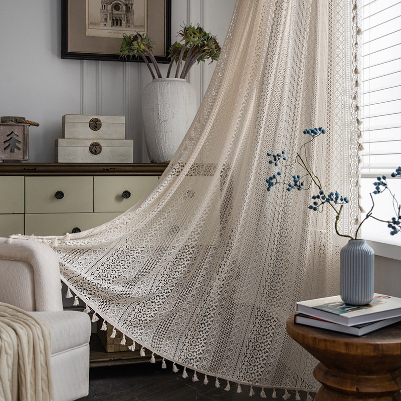 beige hollow copper beige tassel