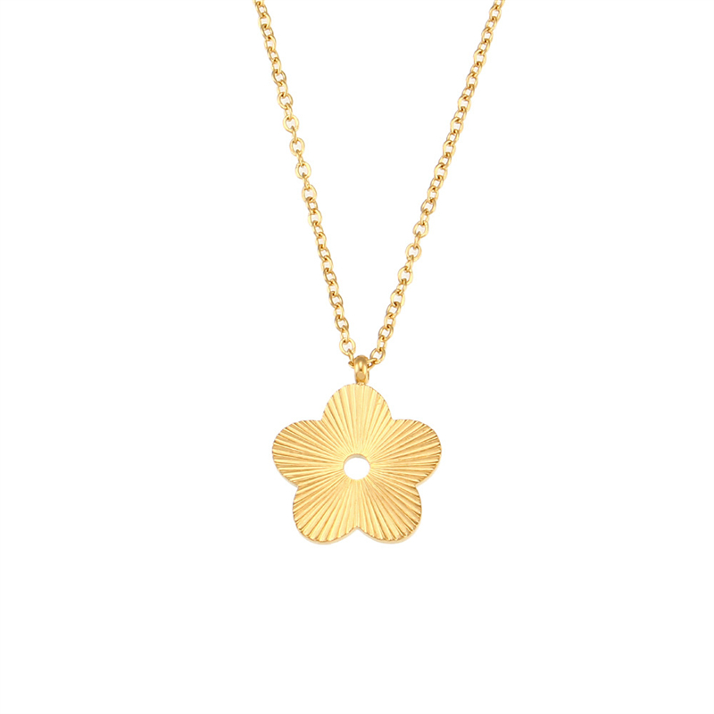 Collier pendentif géométrique rayé - Fleur