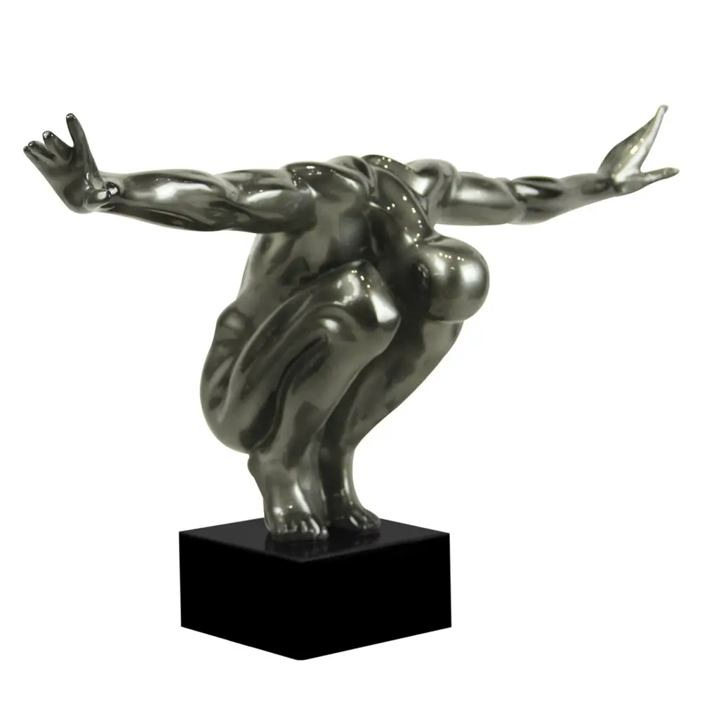 Venta al por mayor de encargo decoración objeto atleta escultura de hombre moderno buzo estatua