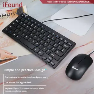 Juego de ratón y teclado portátil F8126 ligero y portátil, nuevo teclado pequeño con cable USB para ordenador portátil, oficina, uso doméstico