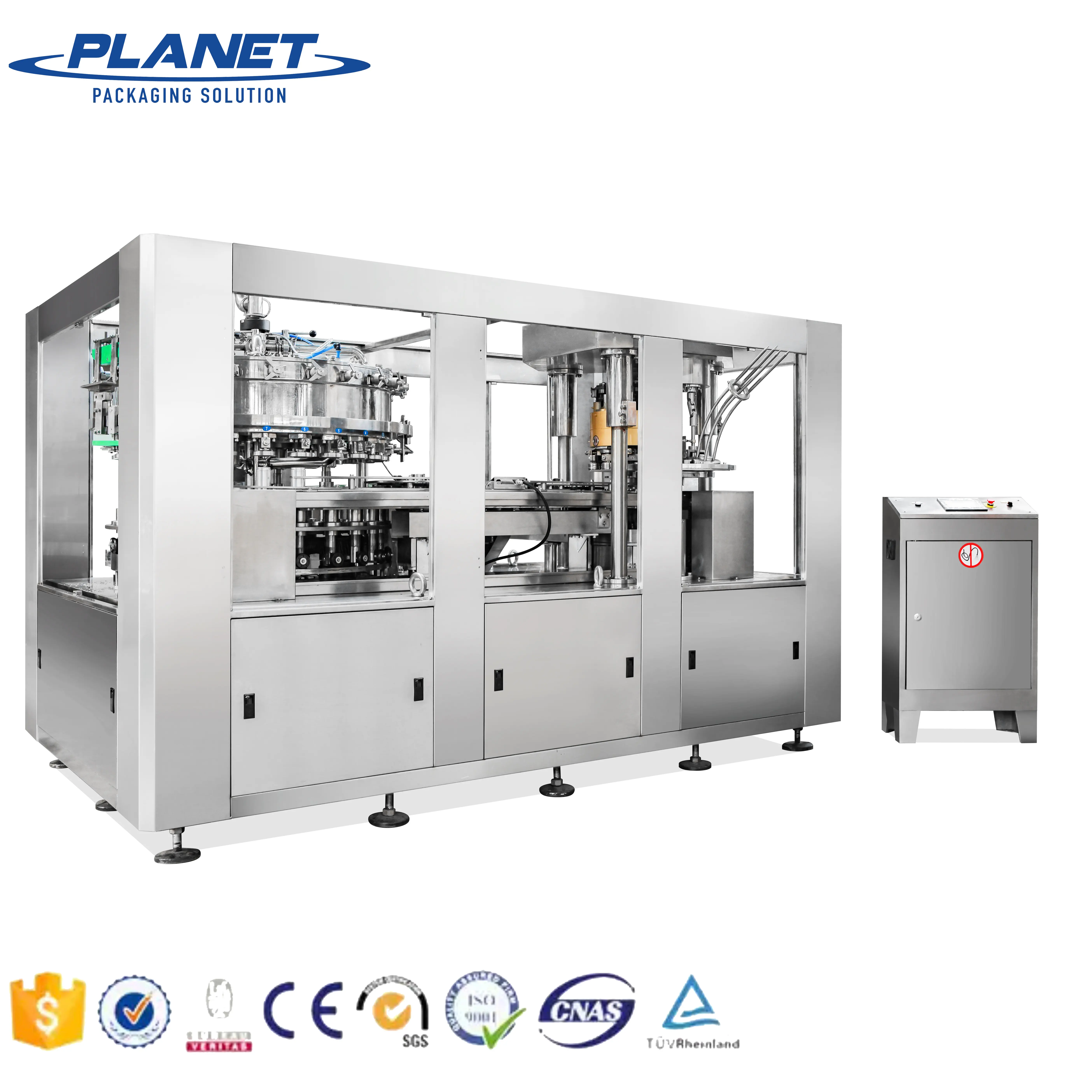 PLANET MACHINE 19 años de historia Buena calidad automática aluminio lata bebidas carbonatadas equipo de llenado máquina línea de producción