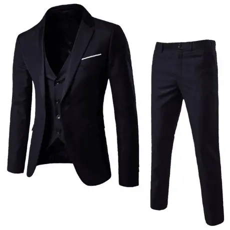 Роскошный 3 шт. пиджак + брюки + жилет мужской свадебный костюм модный мужской тонкий однотонный деловой офисный костюм в наличии