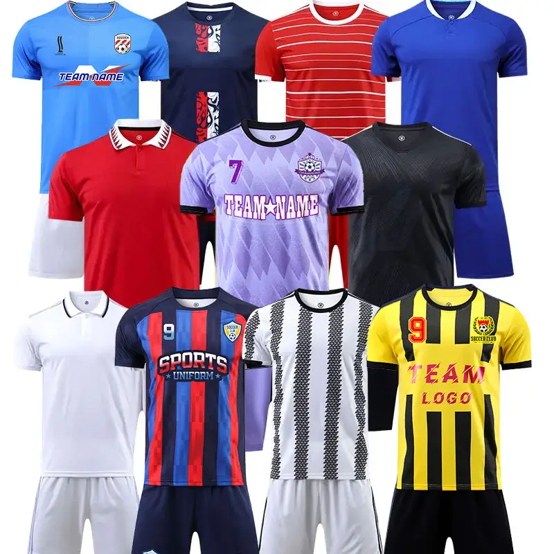 LUSON personalizado futebol uniforme Sublimação Futebol Jersey Design Retro Futbol Jersey Soccer Wear Custom Soccer Jersey