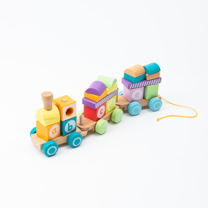 COMMIKI Toddlers Montessori Wood Train Toy Model <strong>Building</strong> Toy With Number <strong>Pattern</strong> 0~9 <strong>Blocks</strong> Educational Kids Wooden Toy - Product Image 4