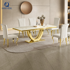 Bàn Ăn Bằng Đá Cẩm Thạch Trắng Hình Chữ Nhật Bộ 8 Đồ Nội Thất - Product Image 3