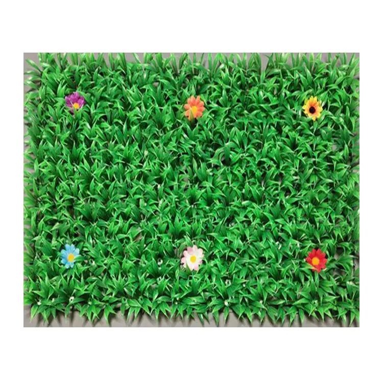 Narure หญ้าเทียมติดผนังปลอมพร้อมดอกไม้แผงหญ้าเทียมสีเขียวตกแต่งบ้านในร่มสวน
