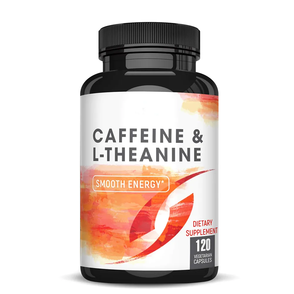 Pilules OEM de caféine l-théanine pour stimuler l'énergie, clarté de la mise au point de l'esprit, gélules d'acides aminés