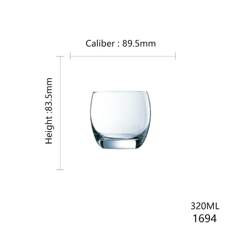 G1694 transparent 320ml tasse courte