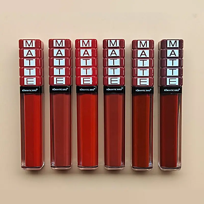 Romantic Bird Red Liquid Lipstick 6 Màu Phổ Biến Không Thấm Nước Matte Professional Lip Gloss 7.5G Quảng Trường Nhãn Hiệu Riêng Mỹ Phẩm