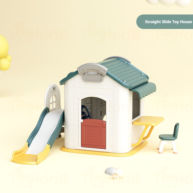 Maison de jeu avec toboggan droit
