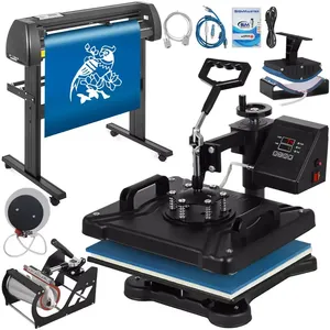 くし5 in1ヒートプレス機12 "x15" ビニールカッタープロッター28 "デスクトップUSBポート広告カッティングプロッターサインマスター付き - Product Image 1