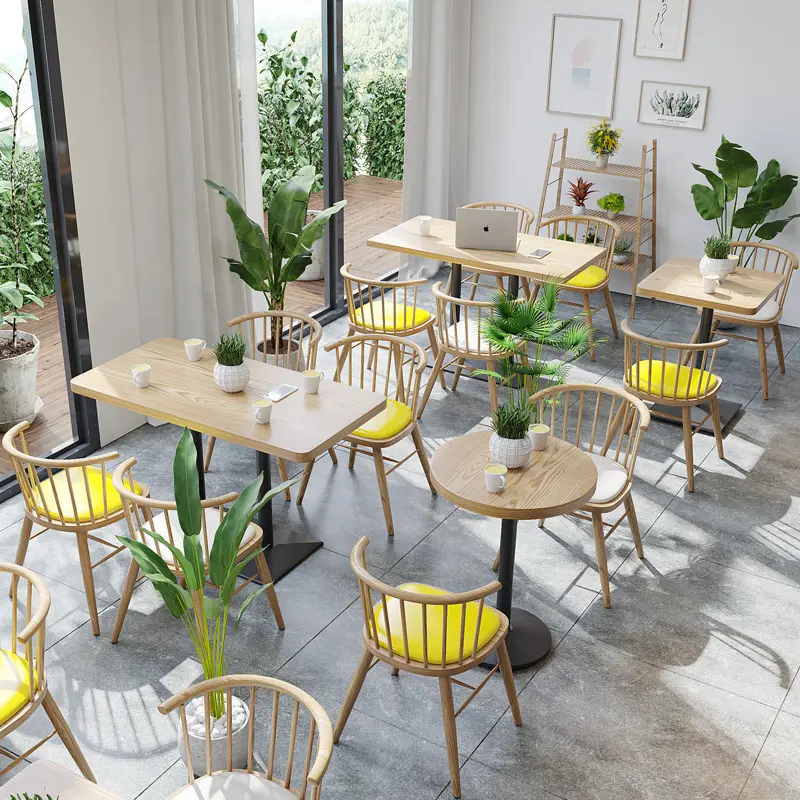 Barato mesa de centro de madera y una silla para la Cafetería