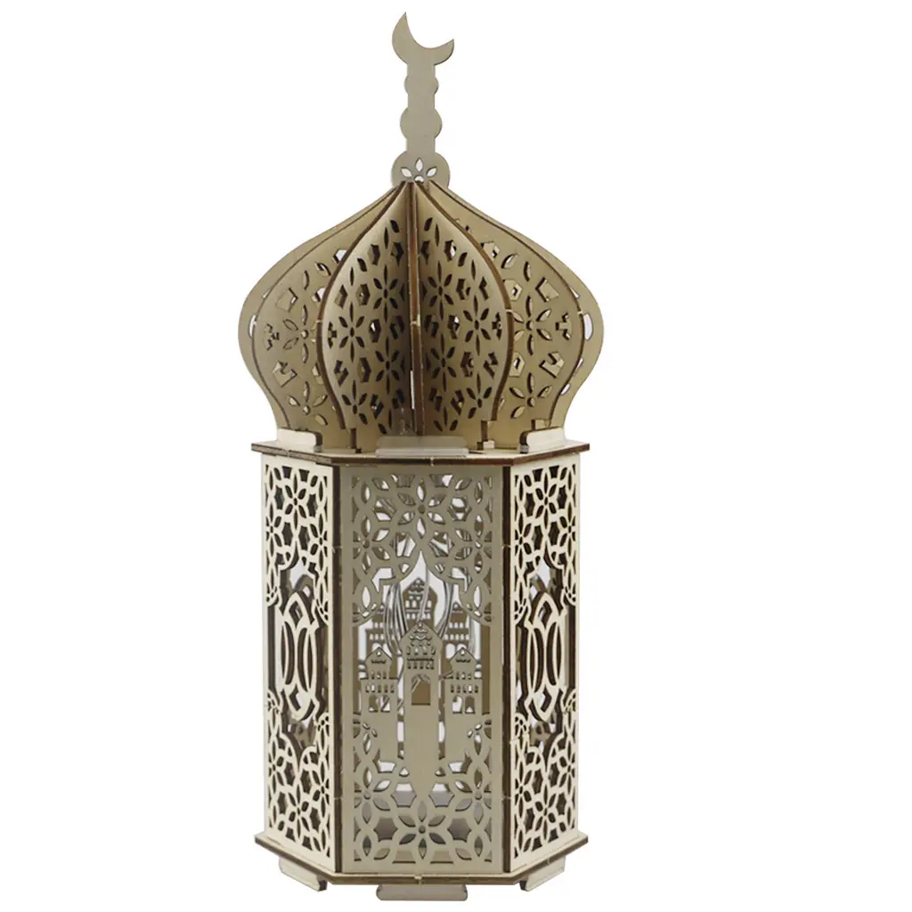 Mubarak-farol led de madera para decoración de Ramadán Eid al-adha, gran oferta