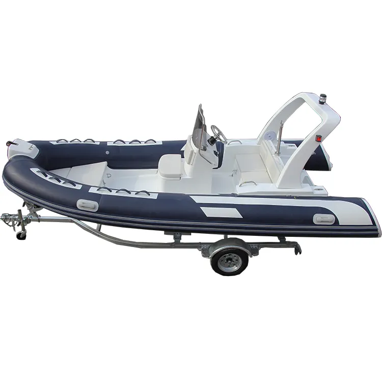 Barco RIB de lujo, casco de fibra de vidrio, velero inflable, yate de pesca, RIB-520, barco Hypalon RIB, barco usado para motor fuera de borda