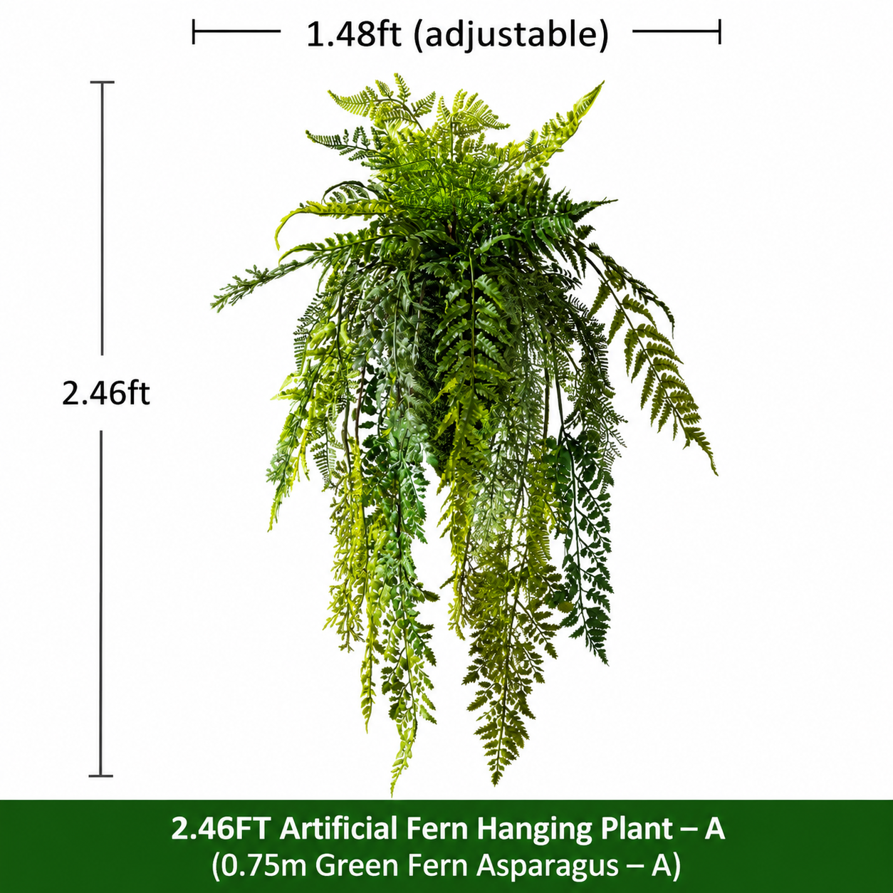 2.46FT Artificial Fern Hanging Plant