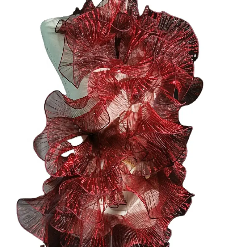 Ruffle de sereia 15cm, fio fantasia, gradiente, plissado, de três dimensões, renda grande, acessórios de decoração