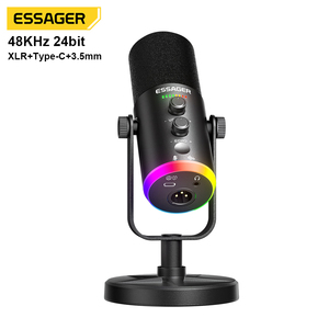 Essager yu7 Loại C RGB chuyên nghiệp có dây Gamer live streaming bàn PC điện thoại di động <span class=keywords><strong>microphone</strong></span> podcast ghi âm USB Mic - Product Image 1