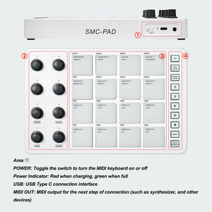 Controlador MIDI inalámbrico con 16 almohadillas de batería RGB y 8 perillas giratorias Máquina Beat Maker USB para producción de música - Product Image 2