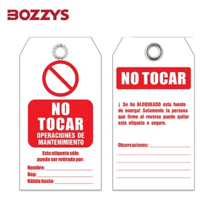 BOZZYS 2 taraflı kırmızı PVC güvenlik kilitleme etiketi kapı kullanımı için tehlike başlığı ve LOTO sistemi için boş etiket ile - Product Image 6