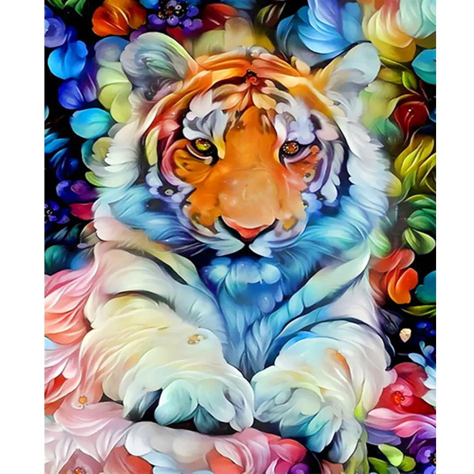 Pintura por número para adultos Kits para principiantes Tigre animales Diy Idea regalo pintura acrílica sobre lienzo pintura para decoración de habitación 40x50cm