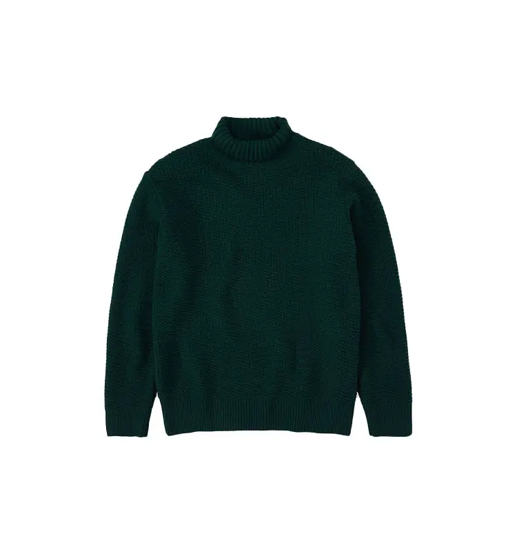 Ropa Kai Qi otoño e invierno nuevo verde oliva Delgado cómodo cuello alto acanalado cuello alto suéter de hombre