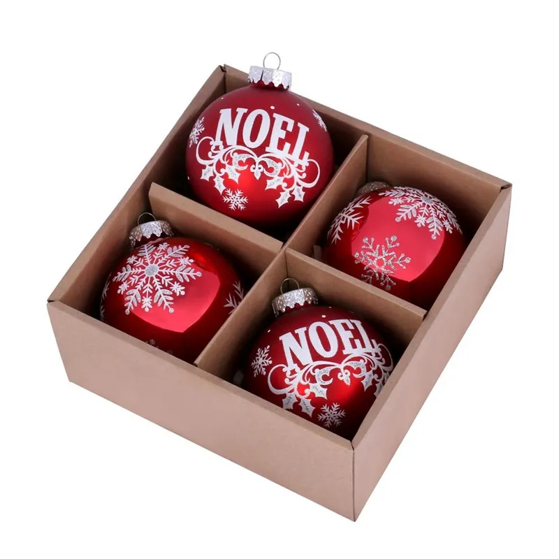 Precio de fábrica Big Shiny Unique Glass Red Christmas Tree Decoraciones Bolas Adornos de bolas de Navidad personalizados